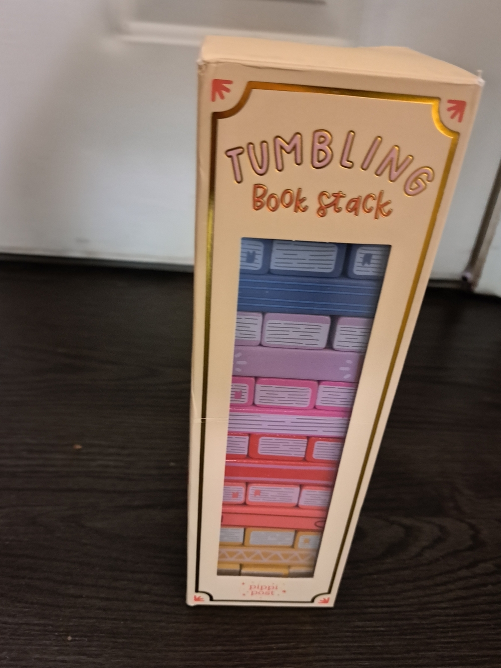 Tumbling Book Stack - Pastel Multicolor Wooden Game
